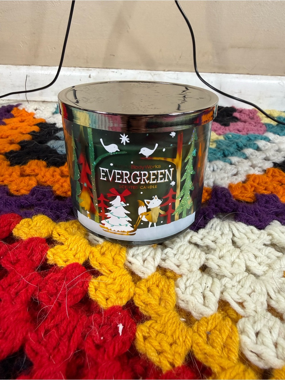 Bath & Body Works Evergreen 3-Wick Candle - Green/White